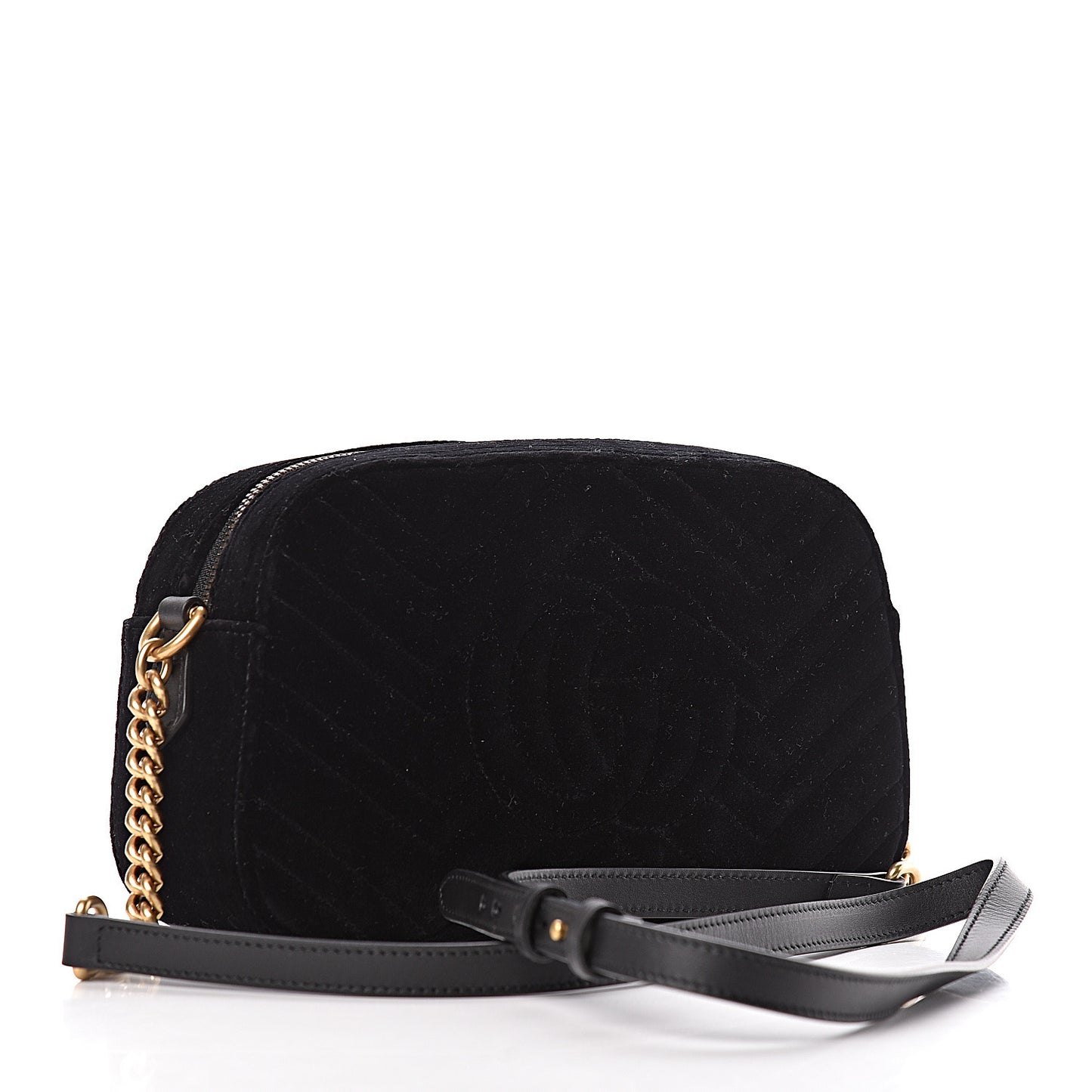 Velvet Matelasse Small GG Marmont Chain Shoulder Bag Black