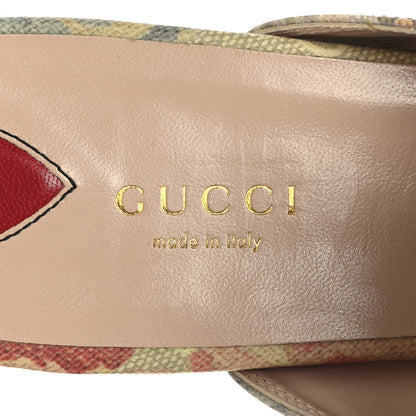 Gucci GG Supreme Monogram Malaga Kid Water Flora Womens Princetown Slippers 39 Beige White Multicolor Mystic White 9 of 10