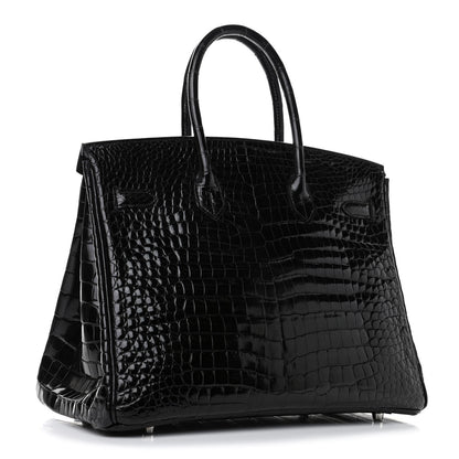 Hermes Shiny Porosus Crocodile Birkin 35 Black 2 of 7