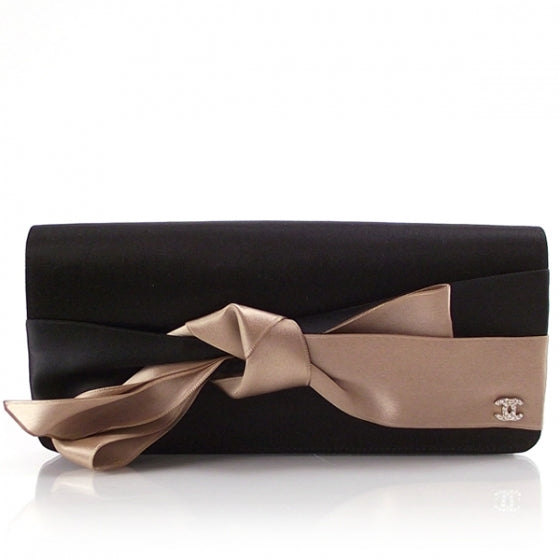 Chanel Satin Bow Clutch Black 1 of 9