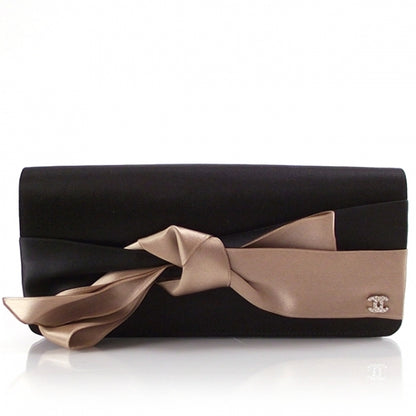 Chanel Satin Bow Clutch Black 1 of 9