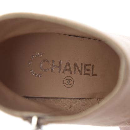 Chanel Wool Felt CC Cap Toe Short Boots 37 Beige Black 9 of 9