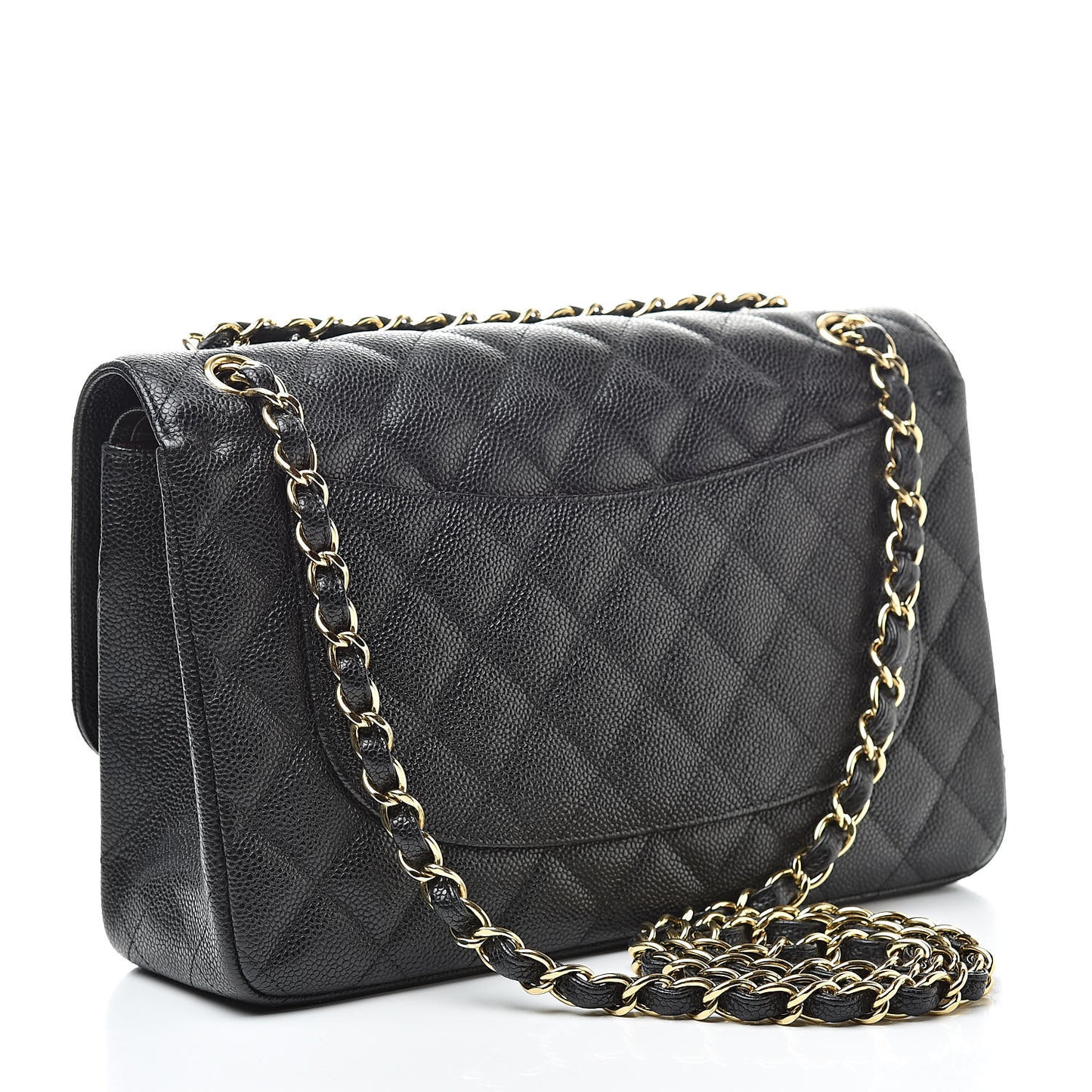 Caviar Quilted Jumbo Double Flap Black