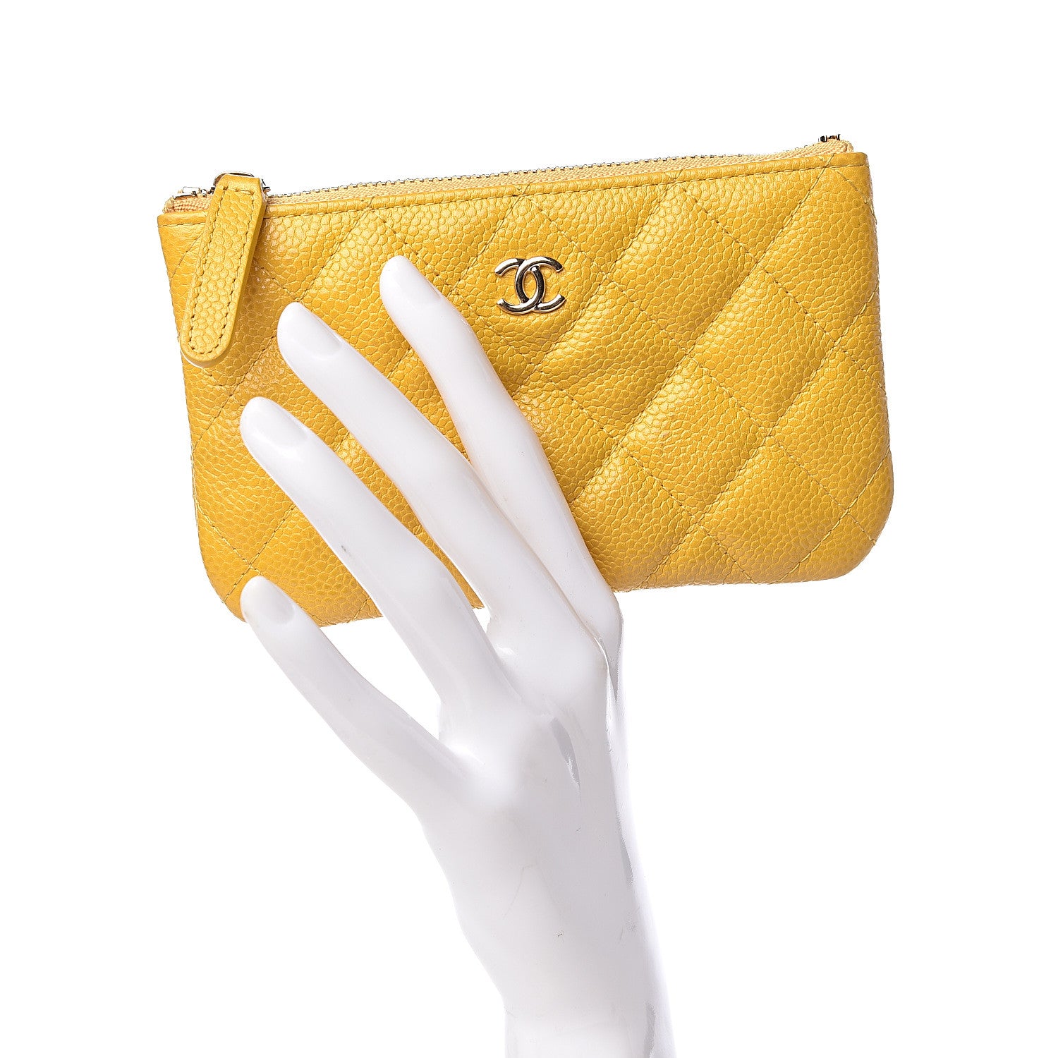 Chanel Caviar Quilted Small Cosmetic Case Yellow 2 of 10