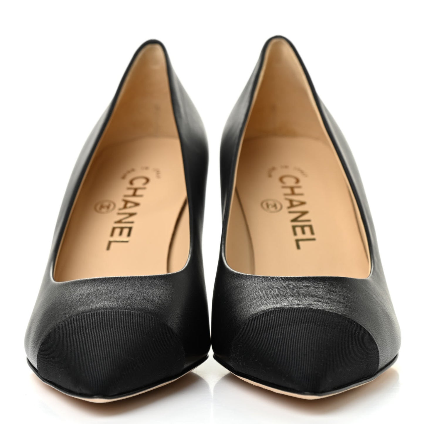 Goatskin Grosgrain Cap Toe CC Pumps 36 Black