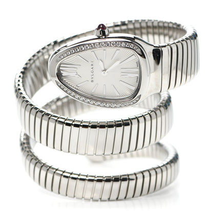 Bulgari Stainless Steel Diamond Bezel 35mm Serpenti Tubogas Double Spiral Quartz Watch 2 of 5