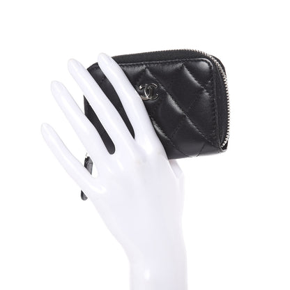 Chanel Lambskin Quilted Zip Coin Purse Black 2 of 10