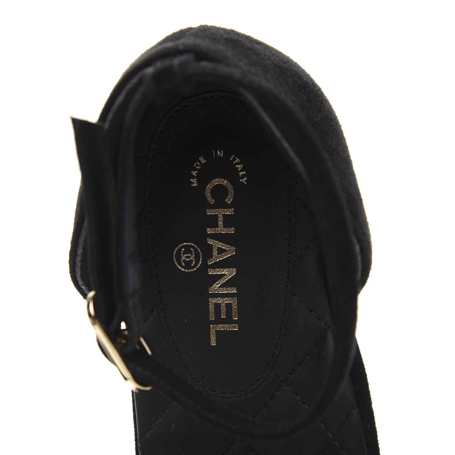 Chanel Suede Grosgrain CC Cap Toe Ankle Flat 36.5 Black 6 of 8