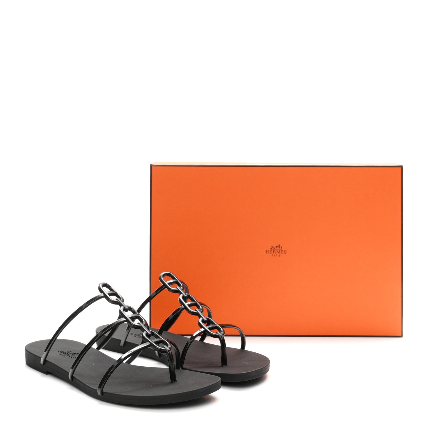 Hermes Rubber Womens Mykonos Sandals 38 Black 10 of 10