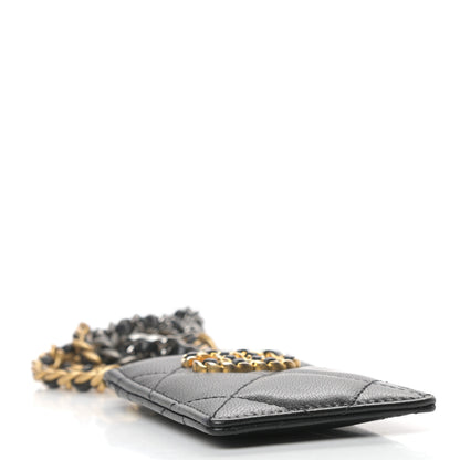 Chanel Goatskin Quilted Chanel 19 Card Holder On Chain Black 4 of 7