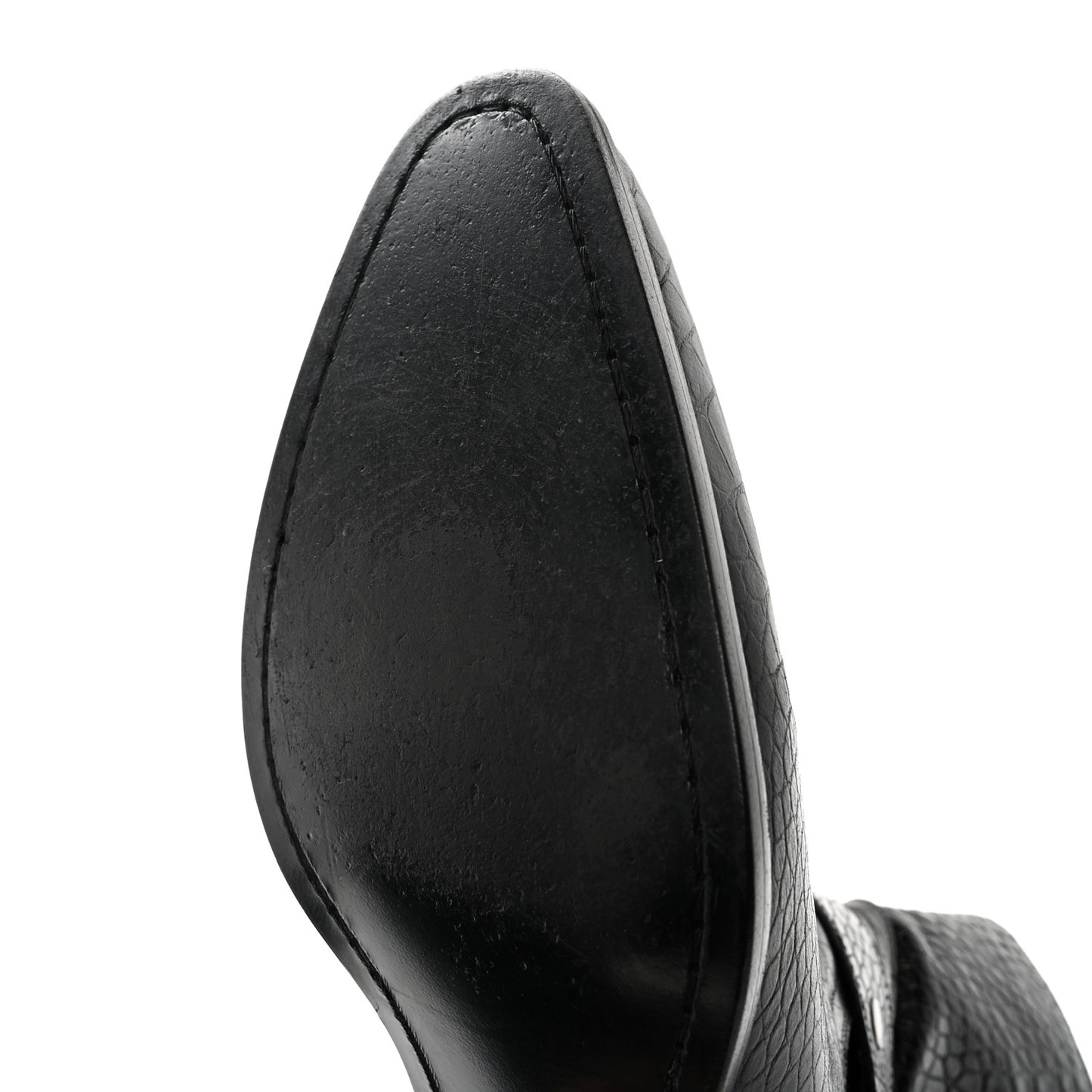 Calfskin Crocodile Embossed Mens Wyatt Harness Boots 44 Black