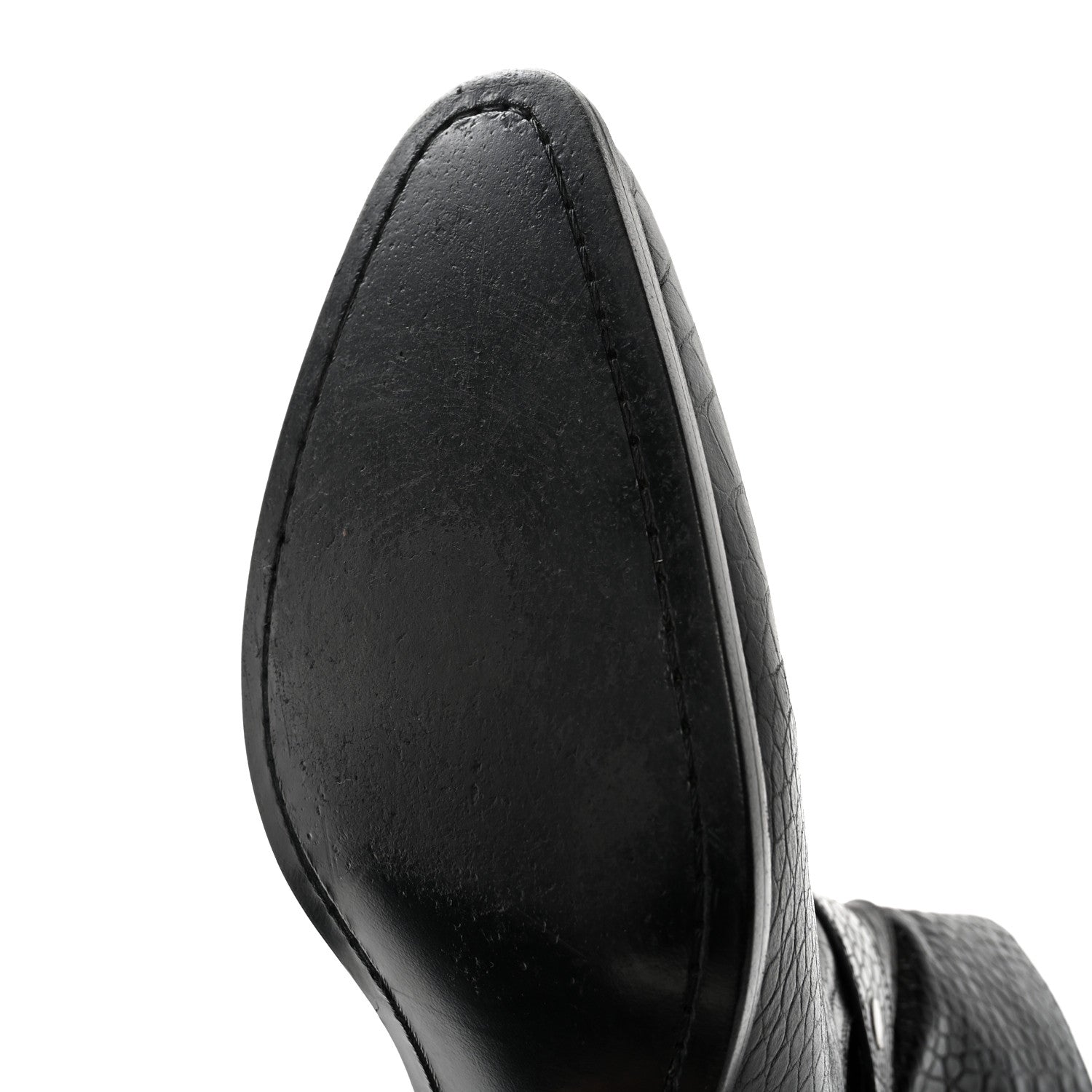 Saint Laurent Calfskin Crocodile Embossed Mens Wyatt Harness Boots 44 Black 11 of 11