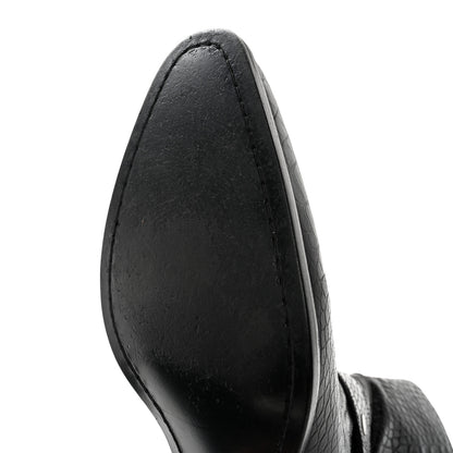 Saint Laurent Calfskin Crocodile Embossed Mens Wyatt Harness Boots 44 Black 11 of 11