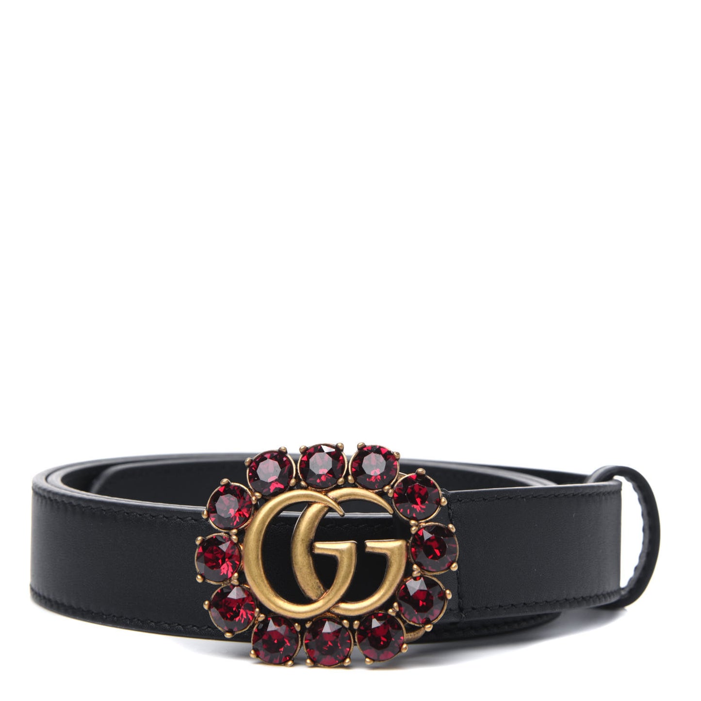 Calfskin Crystal Double G 30mm Belt 80 32 Black