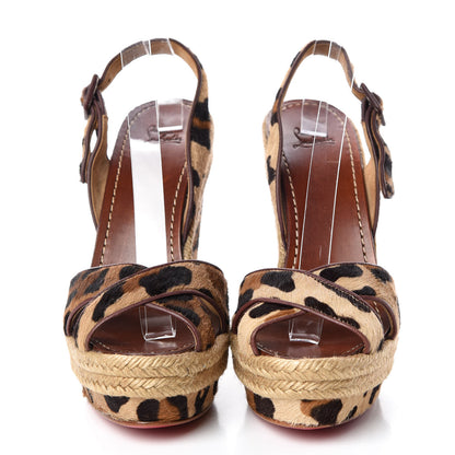 Christian Louboutin Pony Hair Tigresse 140 Espadrille Wedges 41 2 of 9