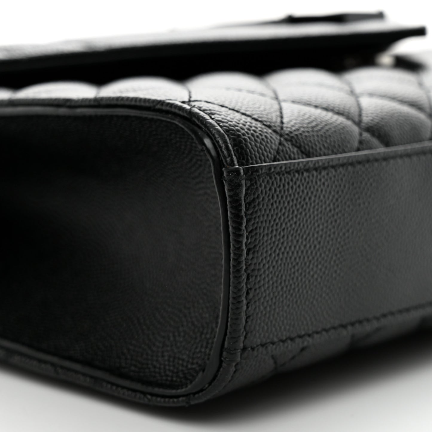 Grain De Poudre Textured Mixed Matelasse Triquilt Medium Monogram Monochrome Satchel Black