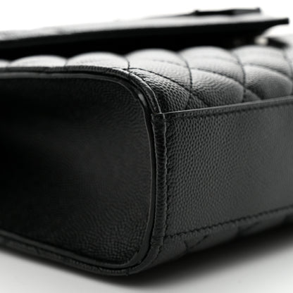 Saint Laurent Grain De Poudre Textured Mixed Matelasse Triquilt Medium Monogram Monochrome Satchel Black 10 of 11