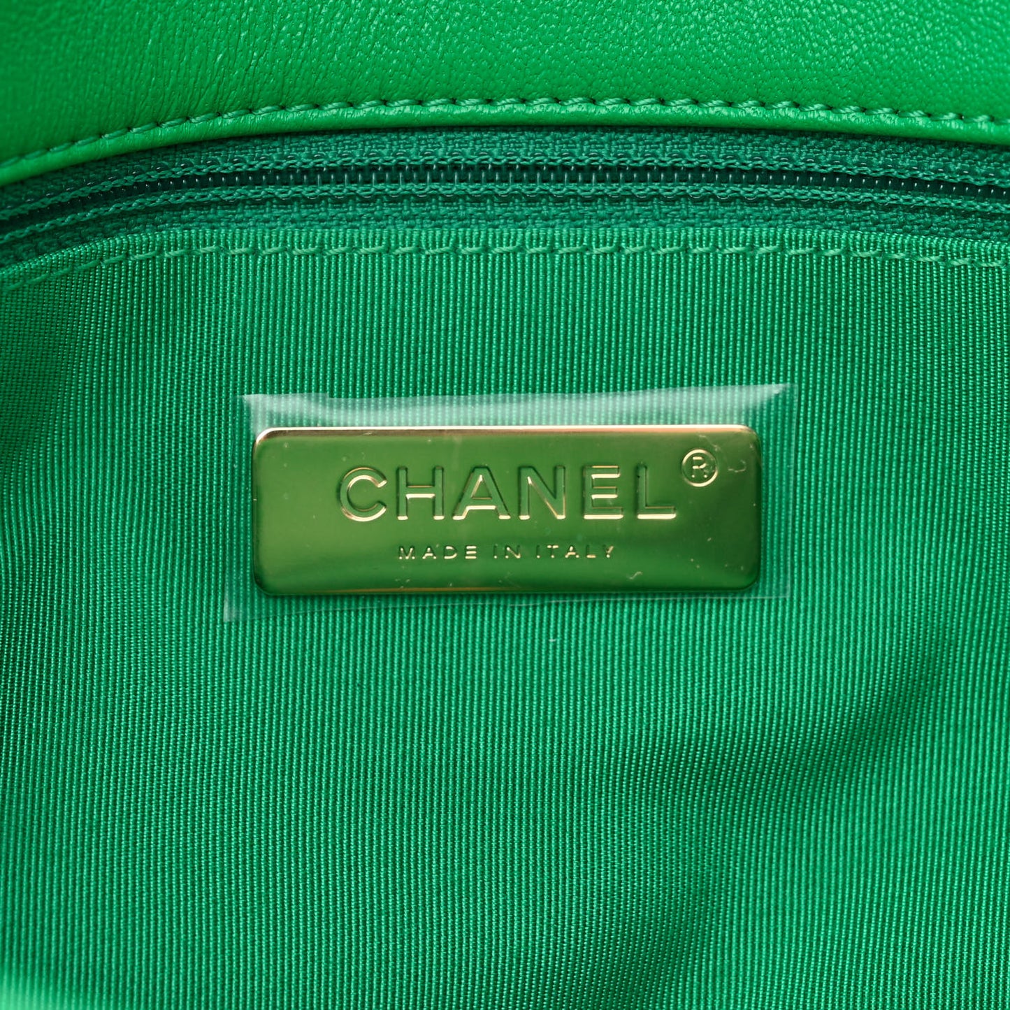 Goatskin Quilted Large Chanel 19 Flap Green