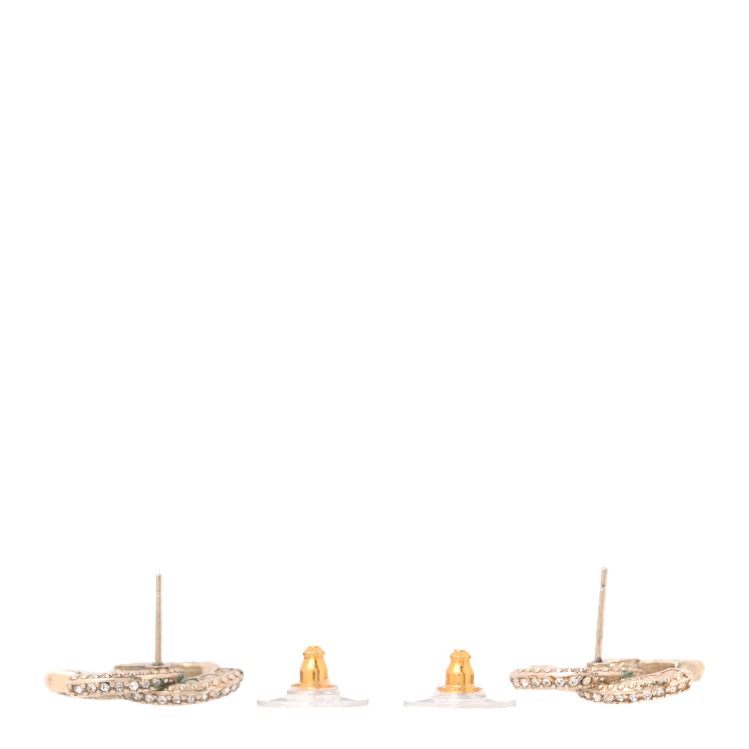 Chanel Crystal Timeless CC Earrings Light Gold 3 of 5