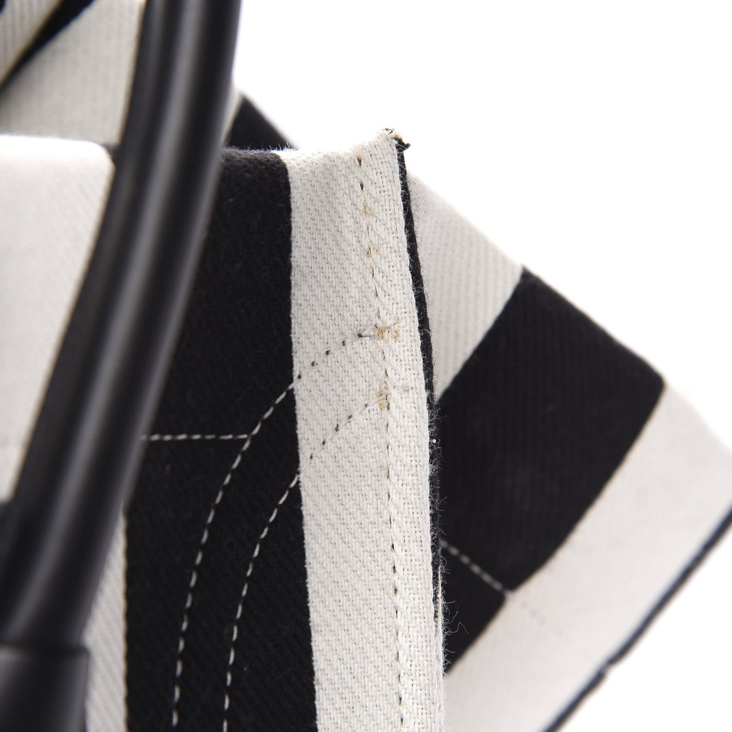 Celine Cotton Canvas Striped Medium Phantom Luggage White Black 10 of 11