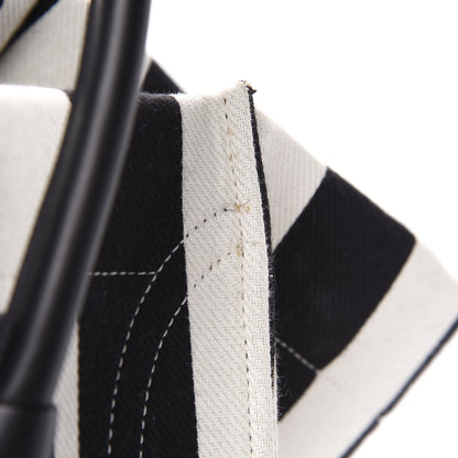 Celine Cotton Canvas Striped Medium Phantom Luggage White Black 10 of 11