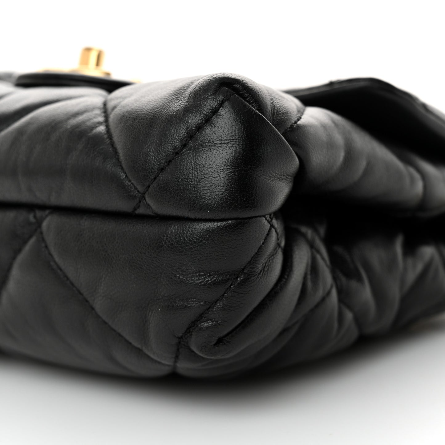 Lambskin Quilted Small Chain Top Handle Flap Black