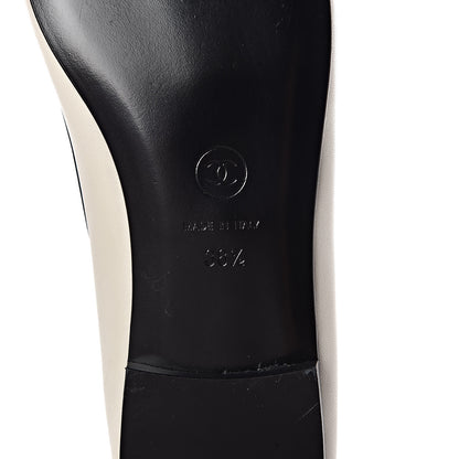 Chanel Lambskin Grosgrain Bow Cap Ballet Flats 38.5 White 9 of 10