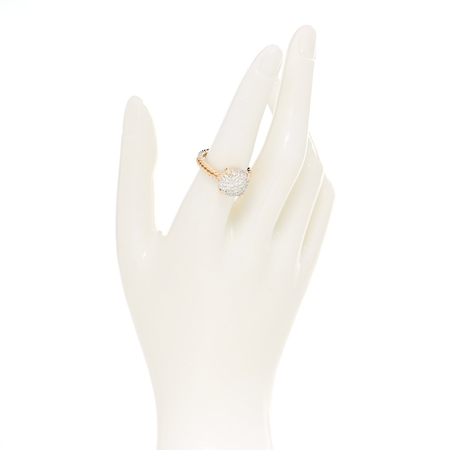 18K Yellow Gold Diamond 11mm Chatelaine Full Pave Ring 54 6.75