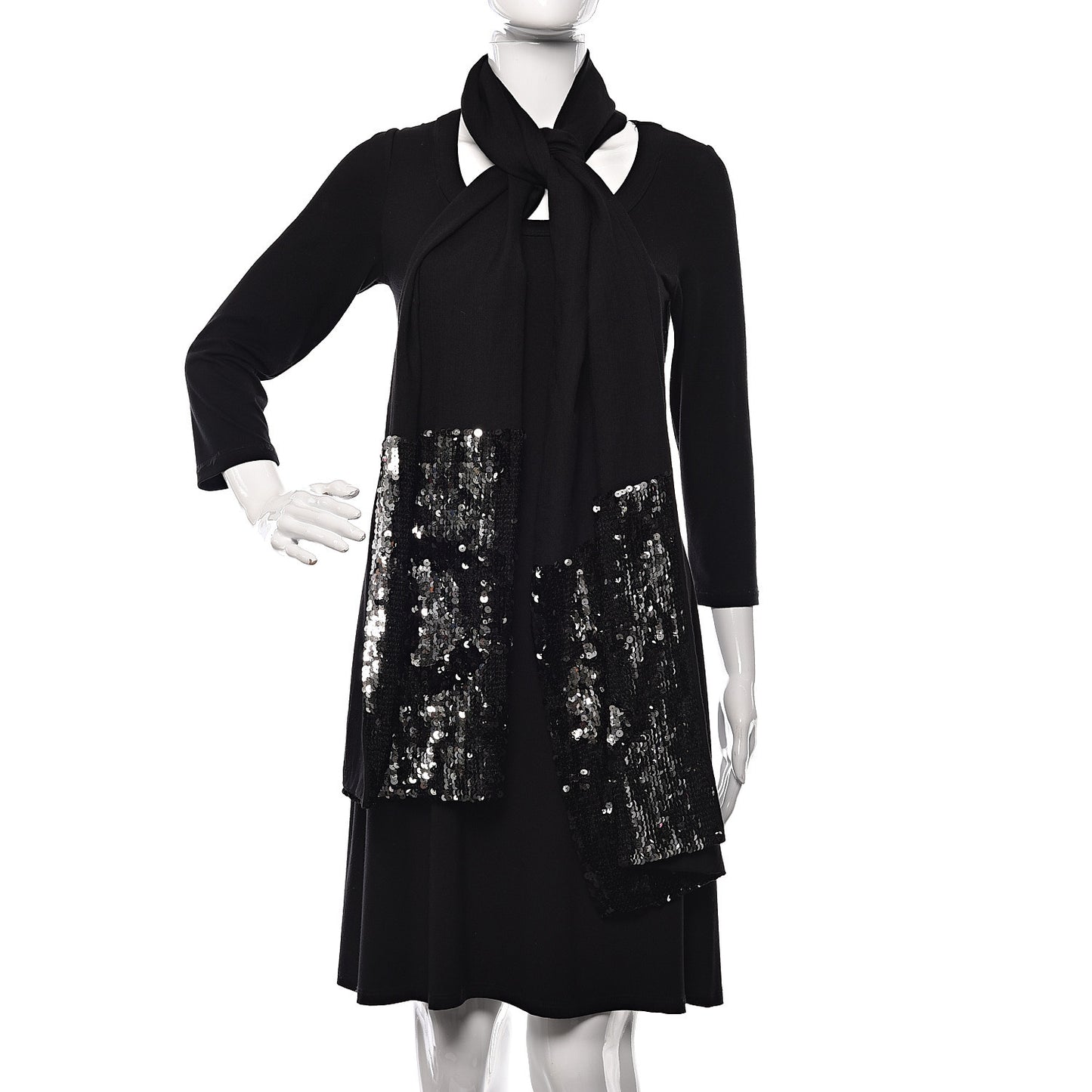 Cashmere Silk Sequin CC Scarf Black