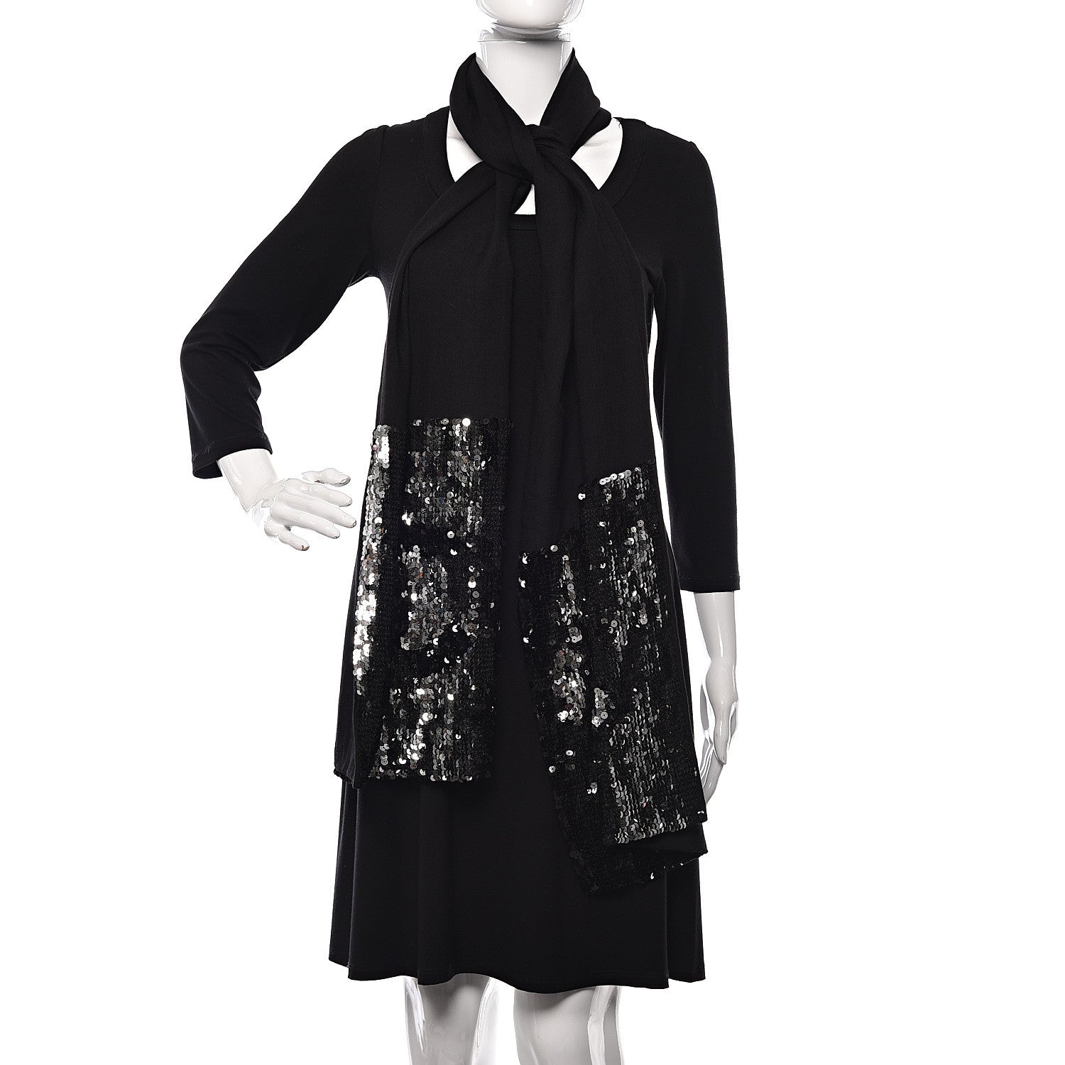 Chanel Cashmere Silk Sequin CC Scarf Black 2 of 3