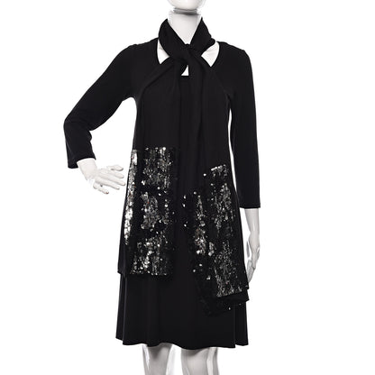 Chanel Cashmere Silk Sequin CC Scarf Black 2 of 3