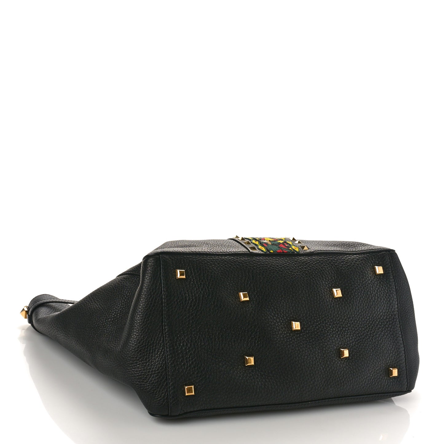 Grained Calfskin Jamaica Beaded My Rockstud Tote Black