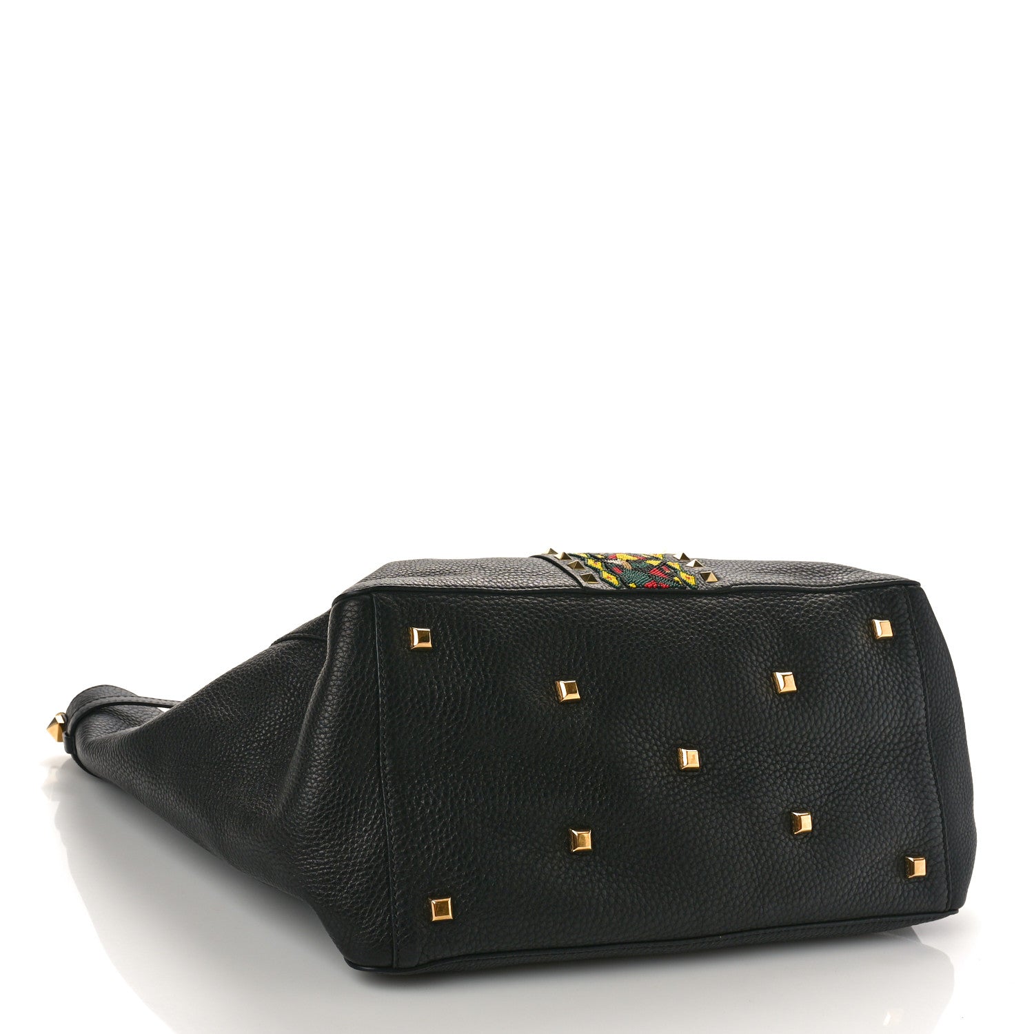 Valentino Garavani Grained Calfskin Jamaica Beaded My Rockstud Tote Black 4 of 9