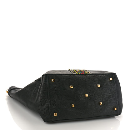 Valentino Garavani Grained Calfskin Jamaica Beaded My Rockstud Tote Black 4 of 9