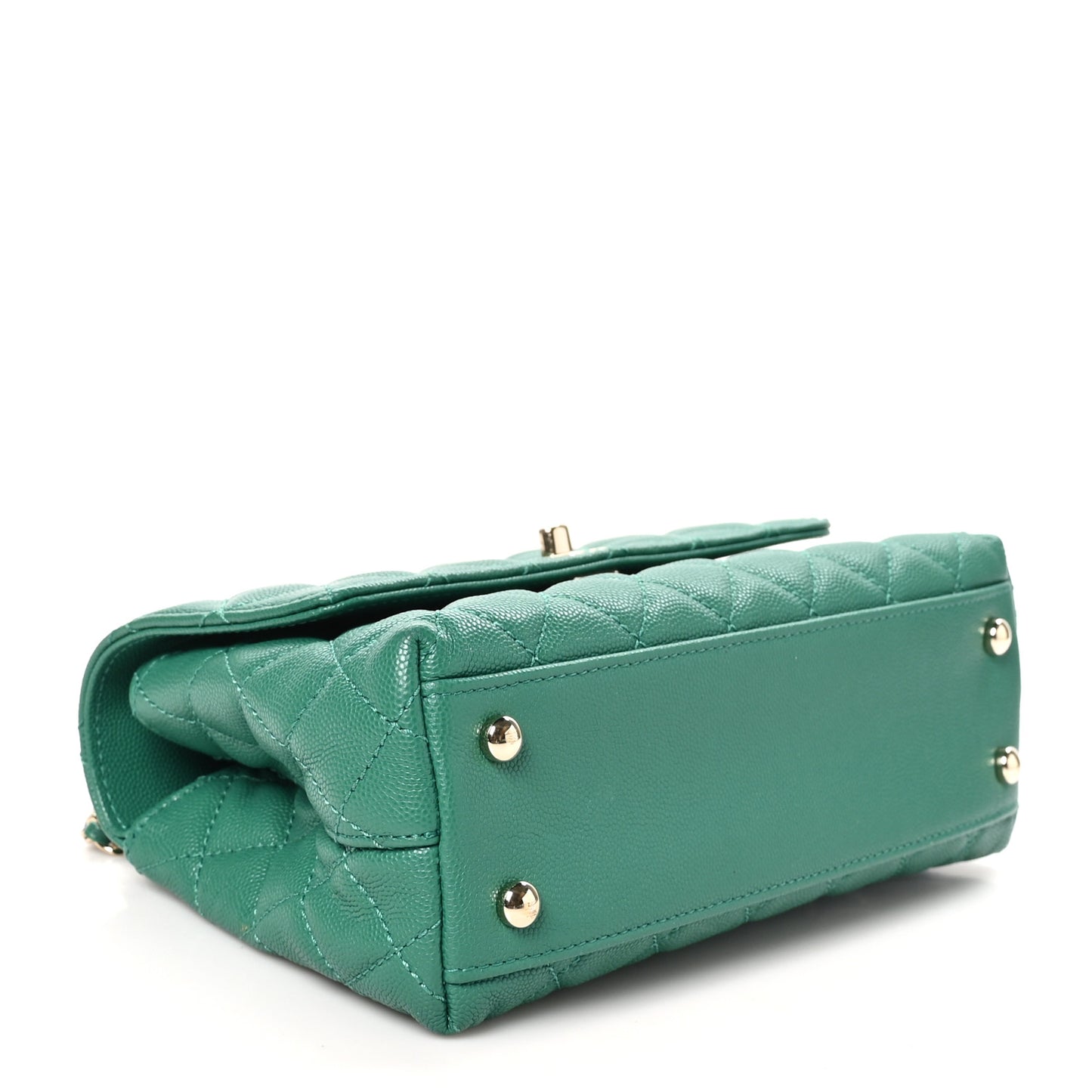 Caviar Quilted Mini Coco Handle Flap Green
