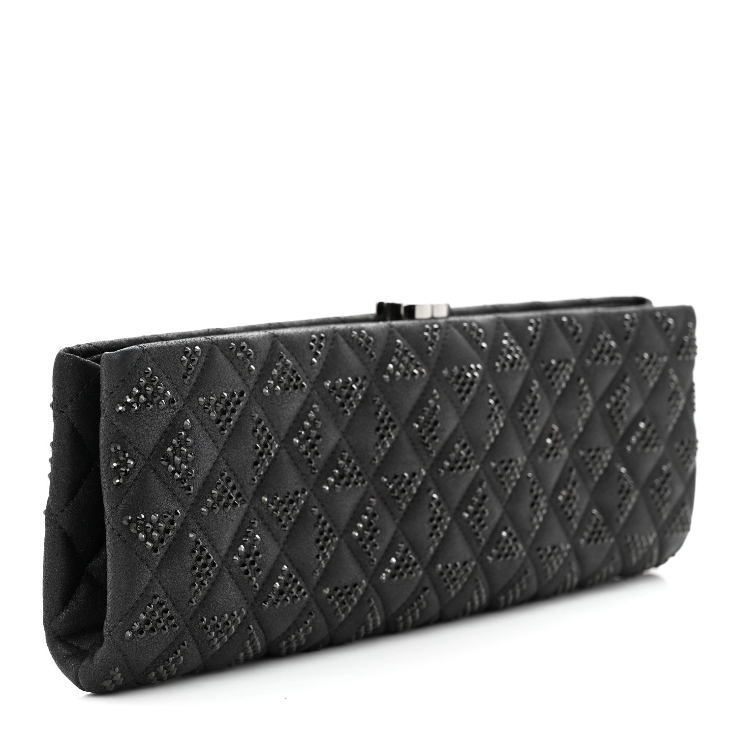 Chanel Iridescent Lambskin Crystal Quilted Clutch Black 3 of 10