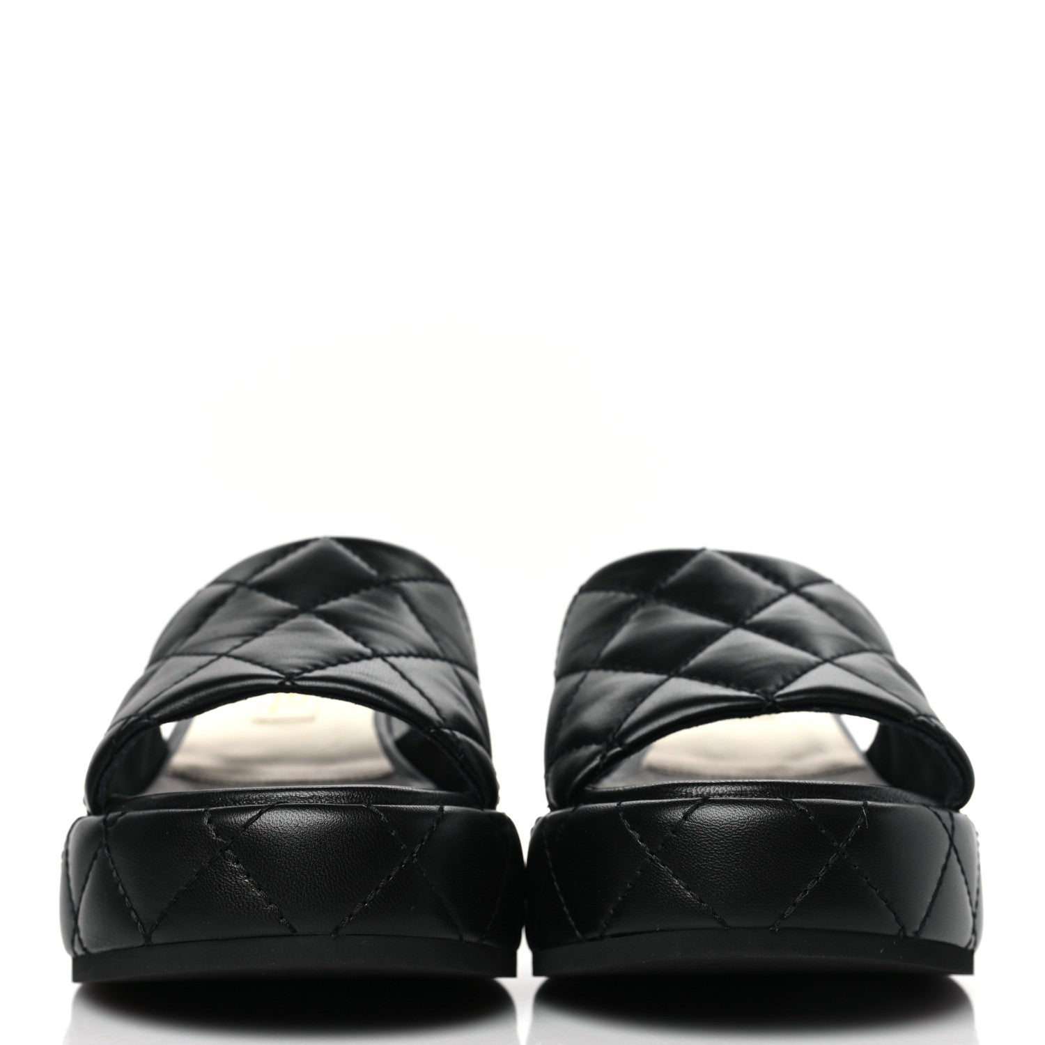 Chanel Lambskin Quilted Camelia CC Wedge Sandal Mules 40 Black 2 of 8