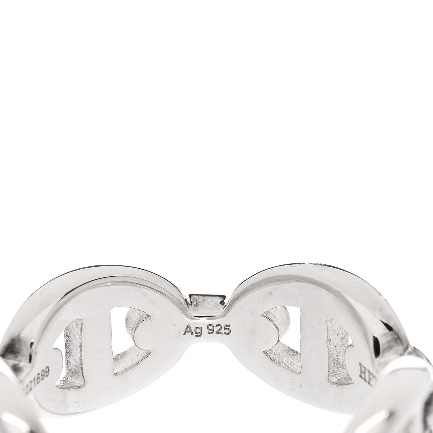 Hermes Sterling Silver PM Chaine d'Ancre Enchainee Band Ring 53 6.5 8 of 9
