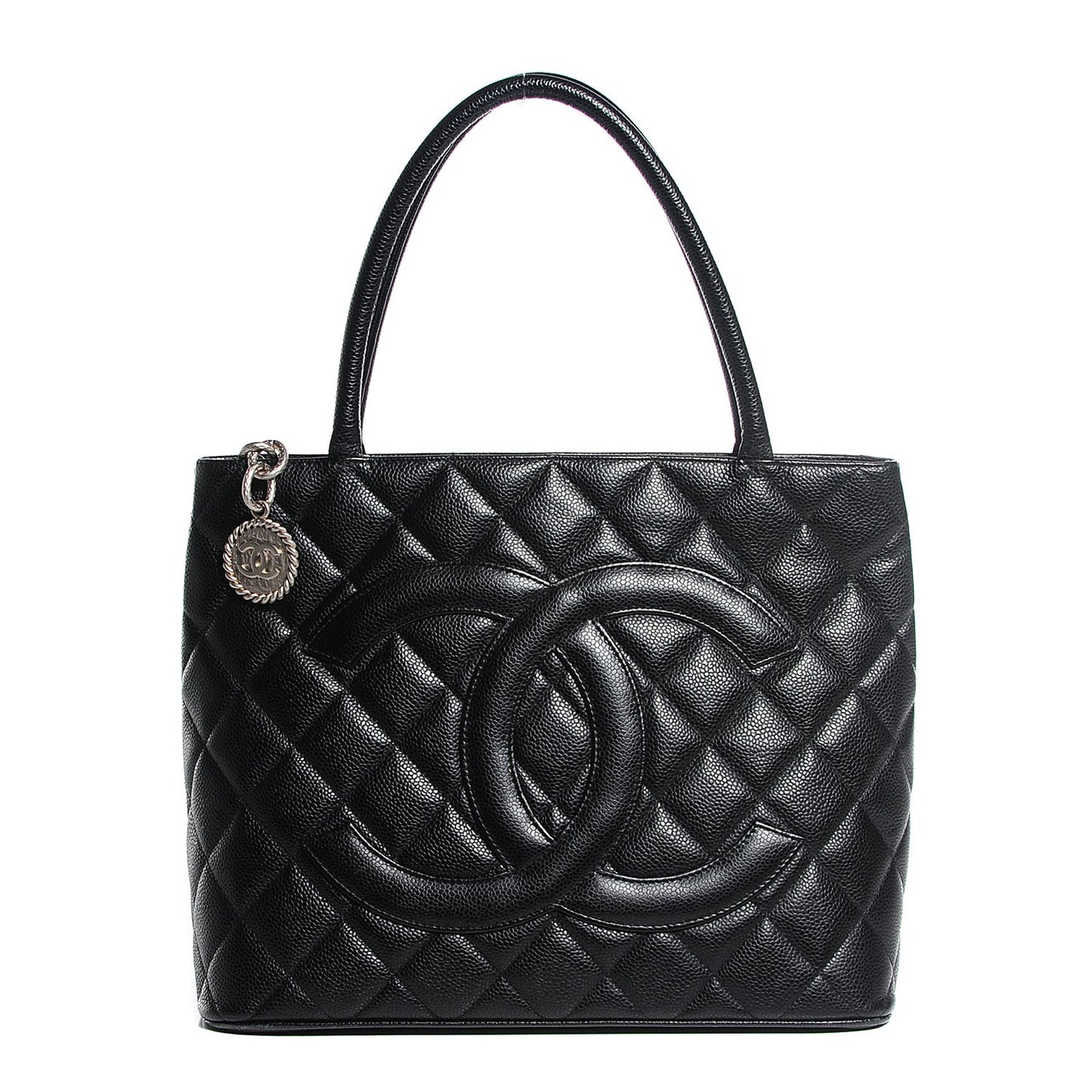 Caviar Quilted Medallion Tote Black