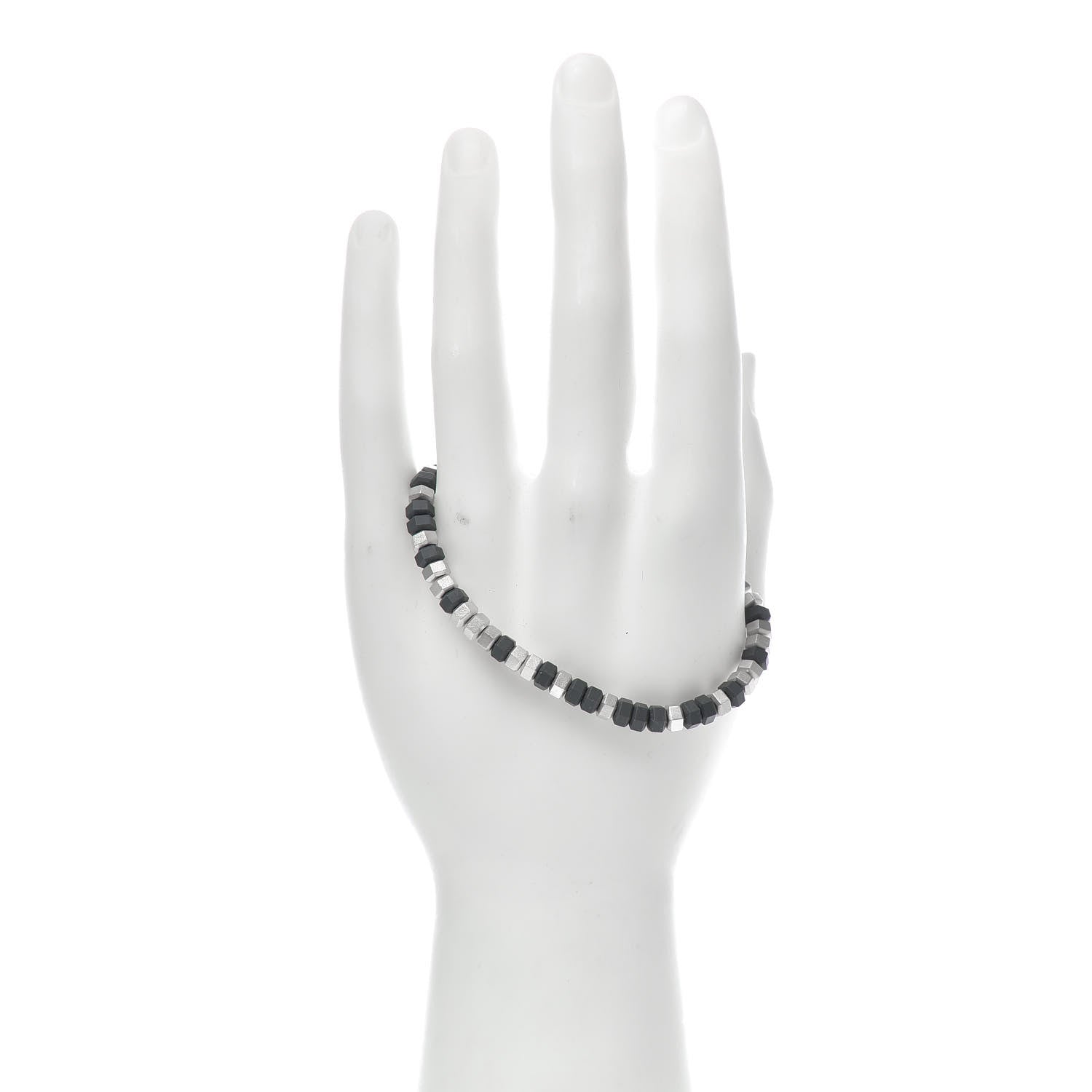 David Yurman Sterling Silver Rubber Mens Hex Bead Bracelet Grey 2 of 6