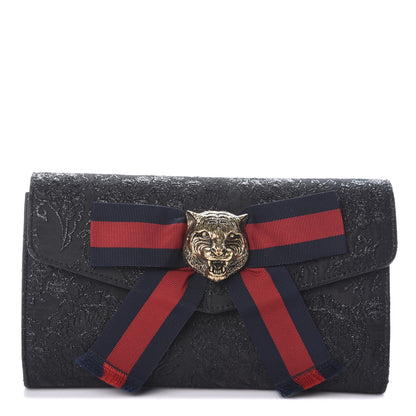 Gucci Lurex Brocade Animalier Broadway Clutch Black 1 of 8