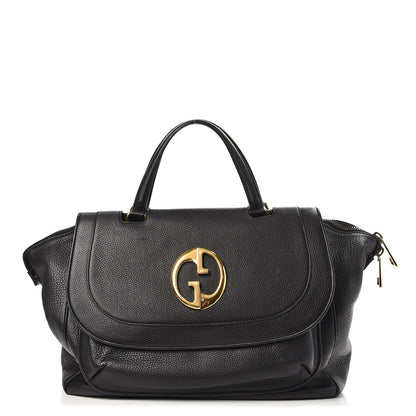 Gucci Pebbled Calfskin Medium 1973 Top Handle Satchel Black 1 of 11