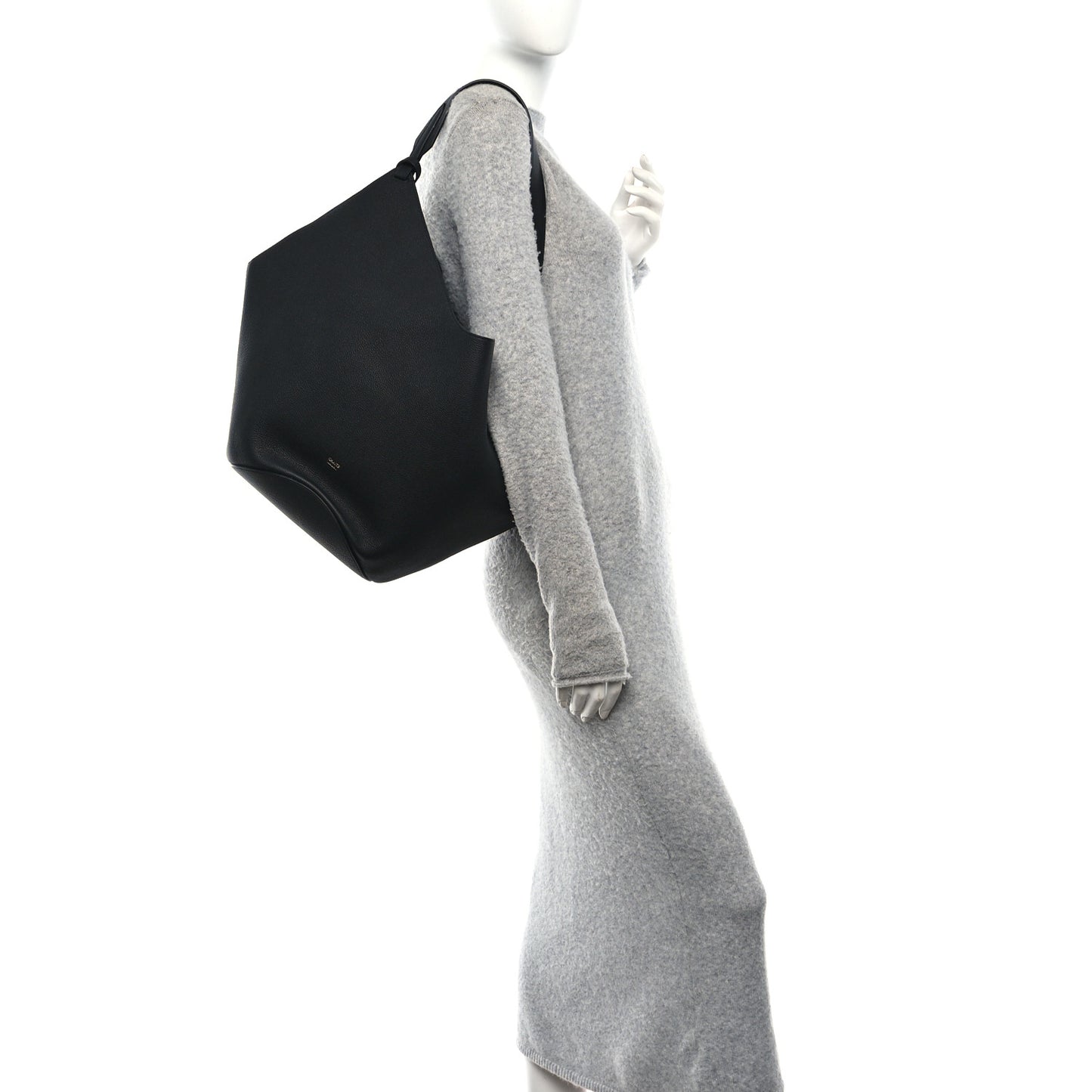 Pebbled Sport Calfskin Medium Lotus Tote Black