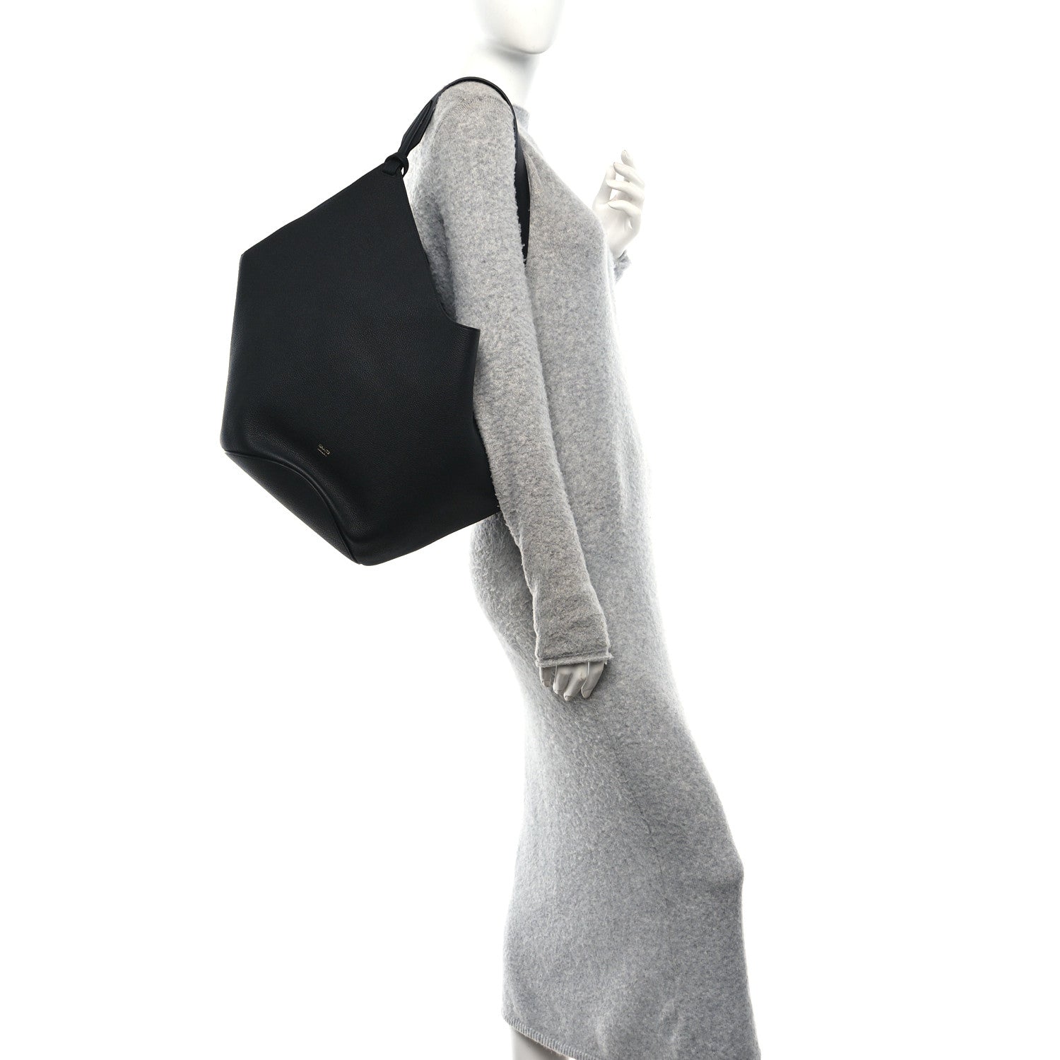 Khaite Pebbled Sport Calfskin Medium Lotus Tote Black 3 of 23
