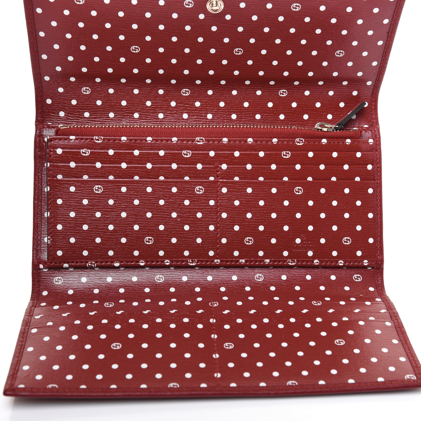 Calfskin GG Continental Wallet Red