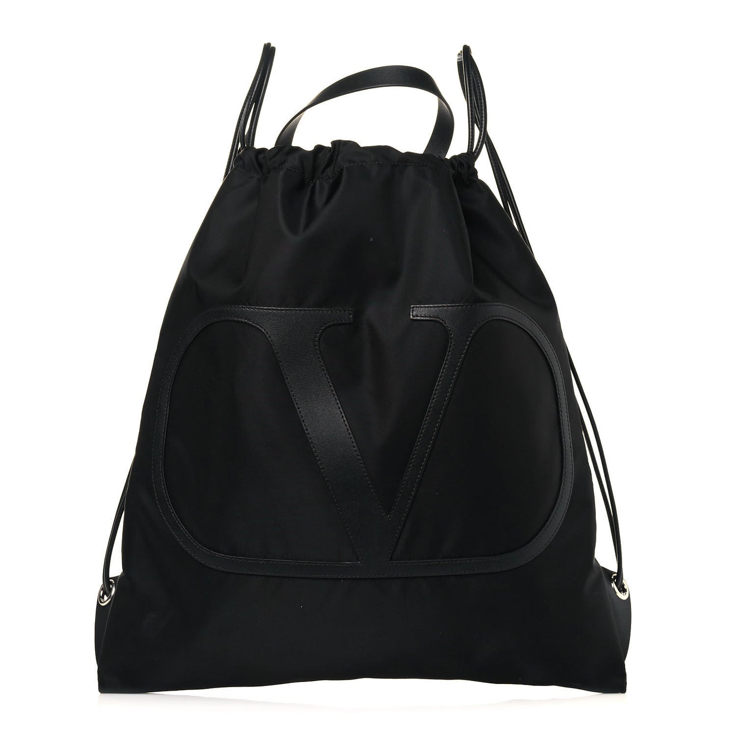 Nylon VLogo Drawstring Backpack Black