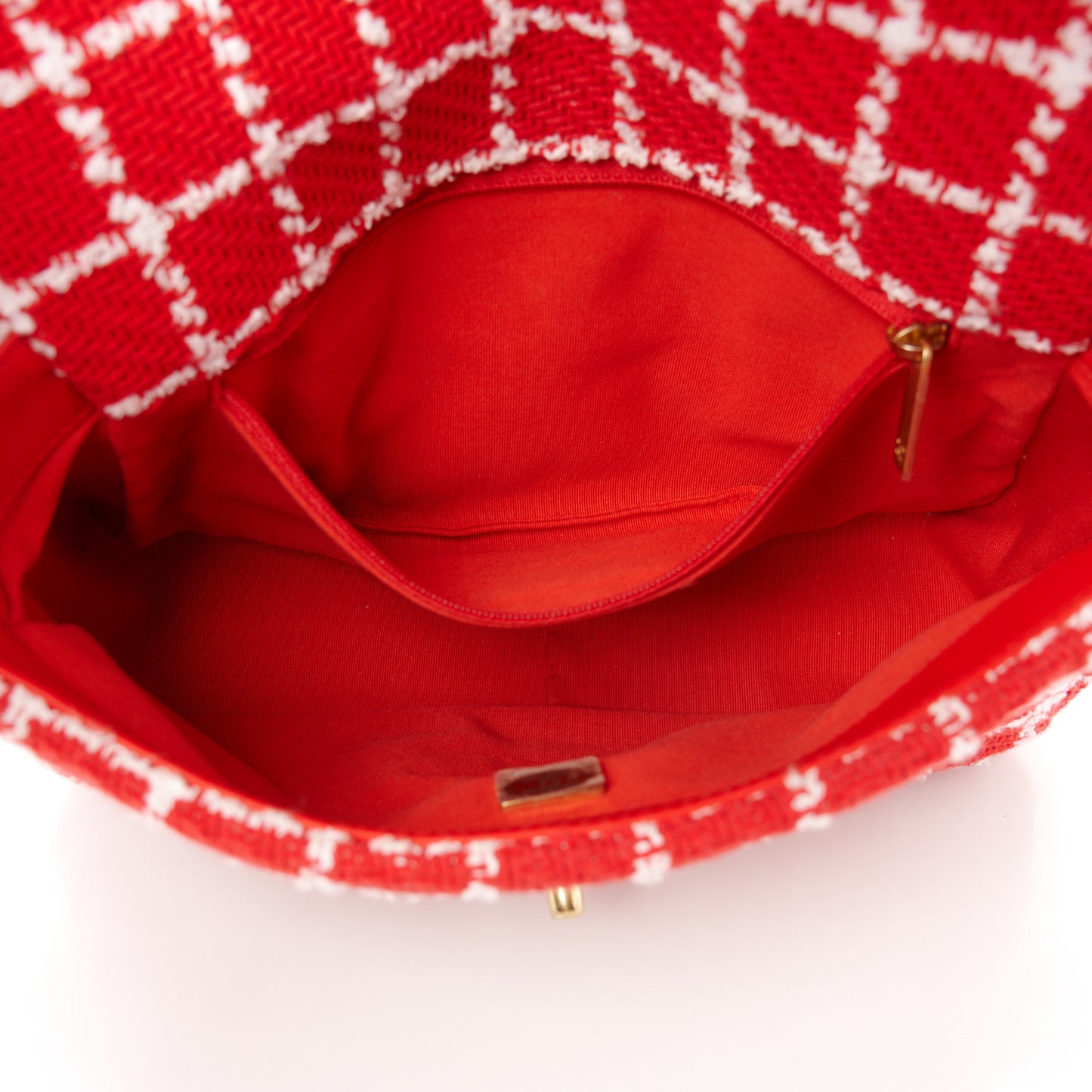 Tweed Quilted Medium Chanel 19 Flap Red White