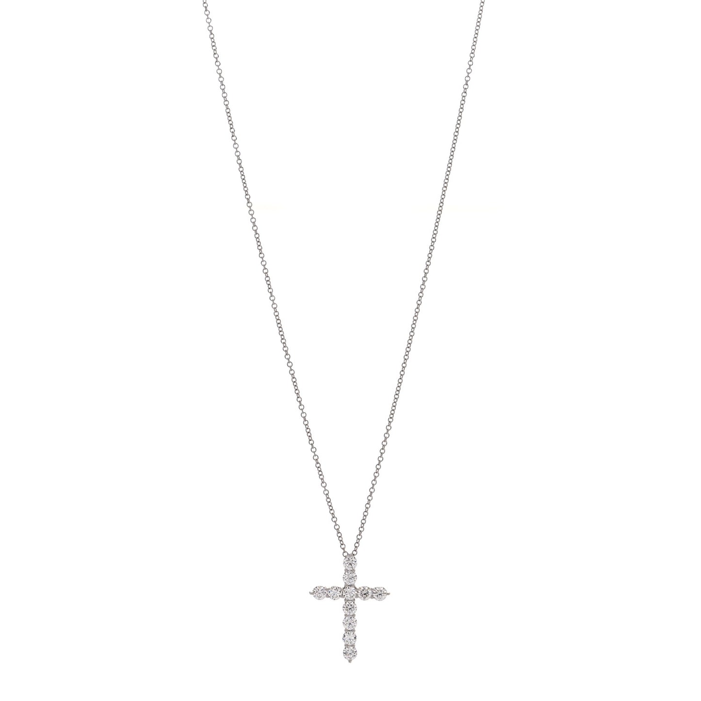 Platinum Diamond Medium Cross Pendant Necklace