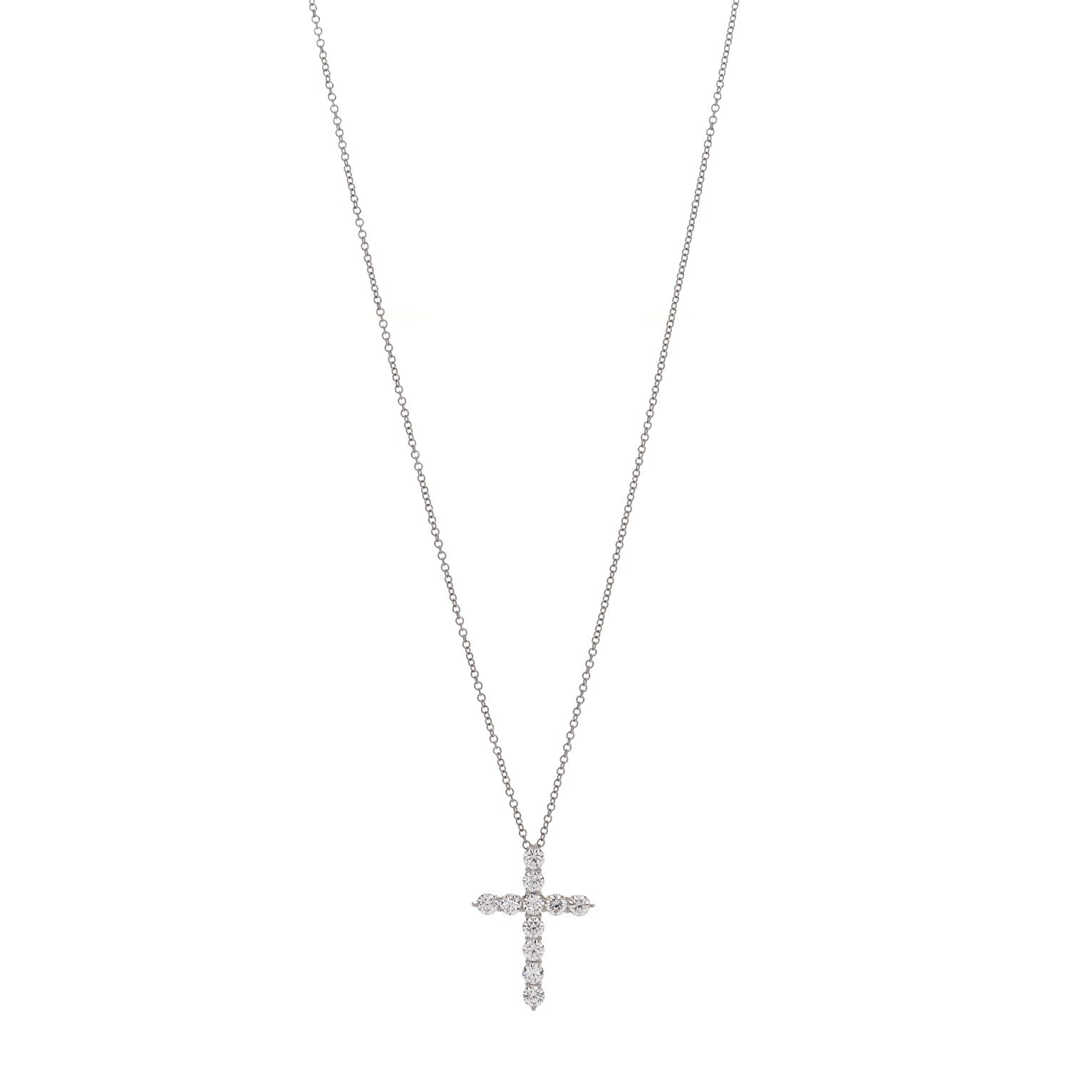 Tiffany Platinum Diamond Medium Cross Pendant Necklace 1 of 7