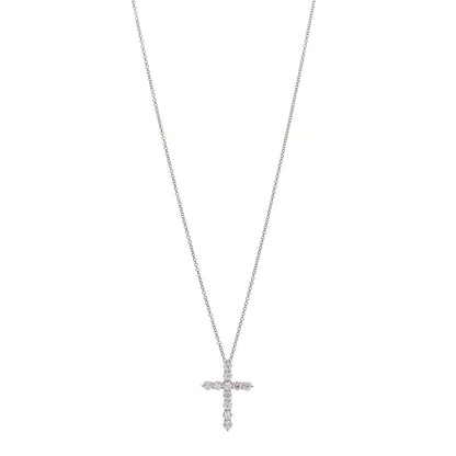 Tiffany Platinum Diamond Medium Cross Pendant Necklace 1 of 7